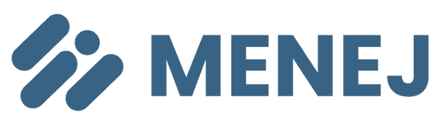 blue menej logo with text