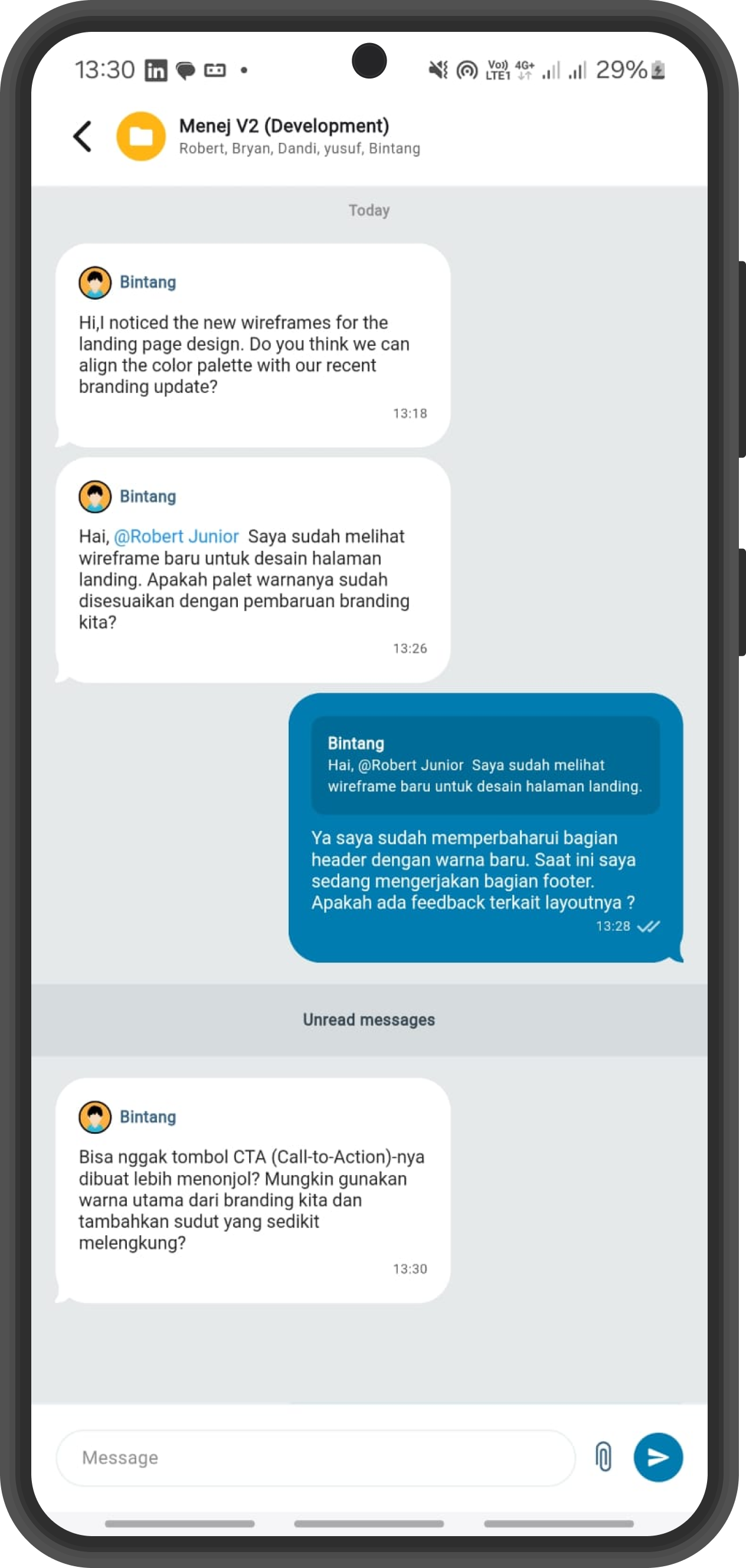 Percakapan Chat Menej